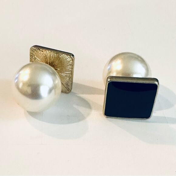 4 Double Sided Pearl Back Enamel Earrings Monogram Blanks - Picture 2 of 4